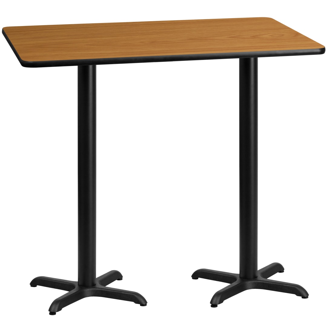 Stiles 30'' x 60'' Rectangular Natural Laminate Table Top with 22'' x 22'' Bar Height Table Bases