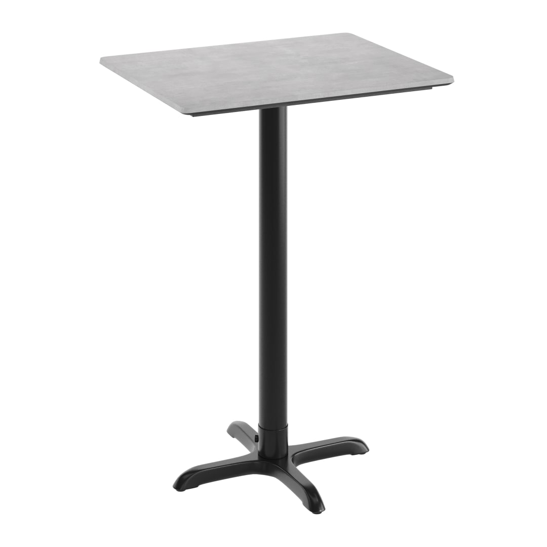 TopGuard 30" x 24" Tabletop, Seamless Surface Technology, Gray Faux Concrete with 22x22 Black Bar Height X-Base, Moisture, Scratch, Heat, UV Resistant
