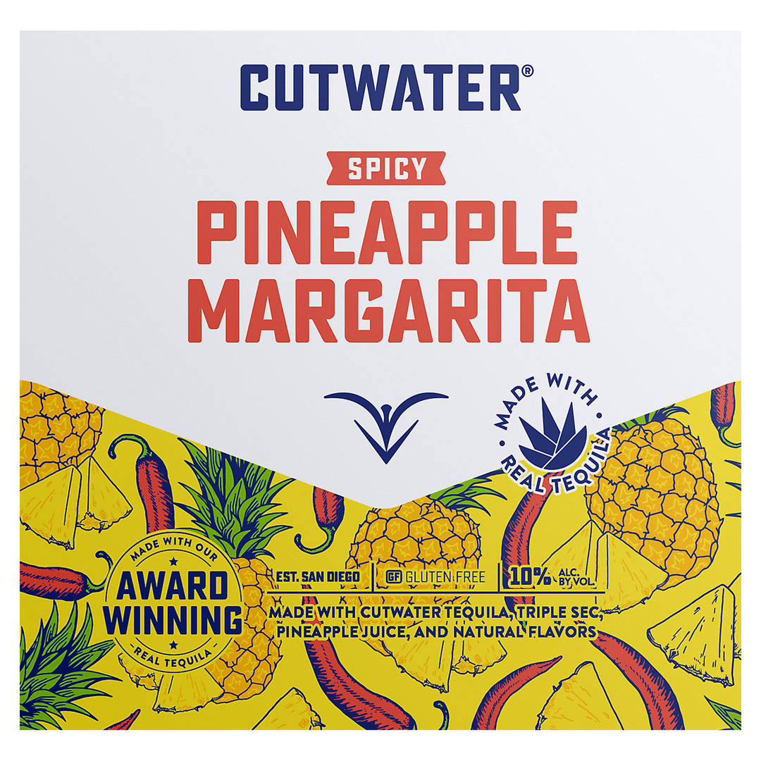 Cutwater Spicy Pineapple Tequila Margarita 4 Pack, 12 fl oz