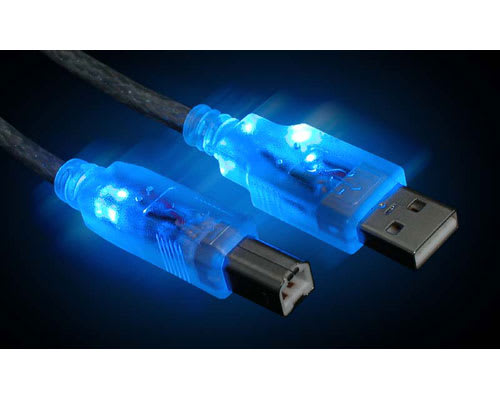6 ft Blue LED USB 2.0 A-B Cable M/M