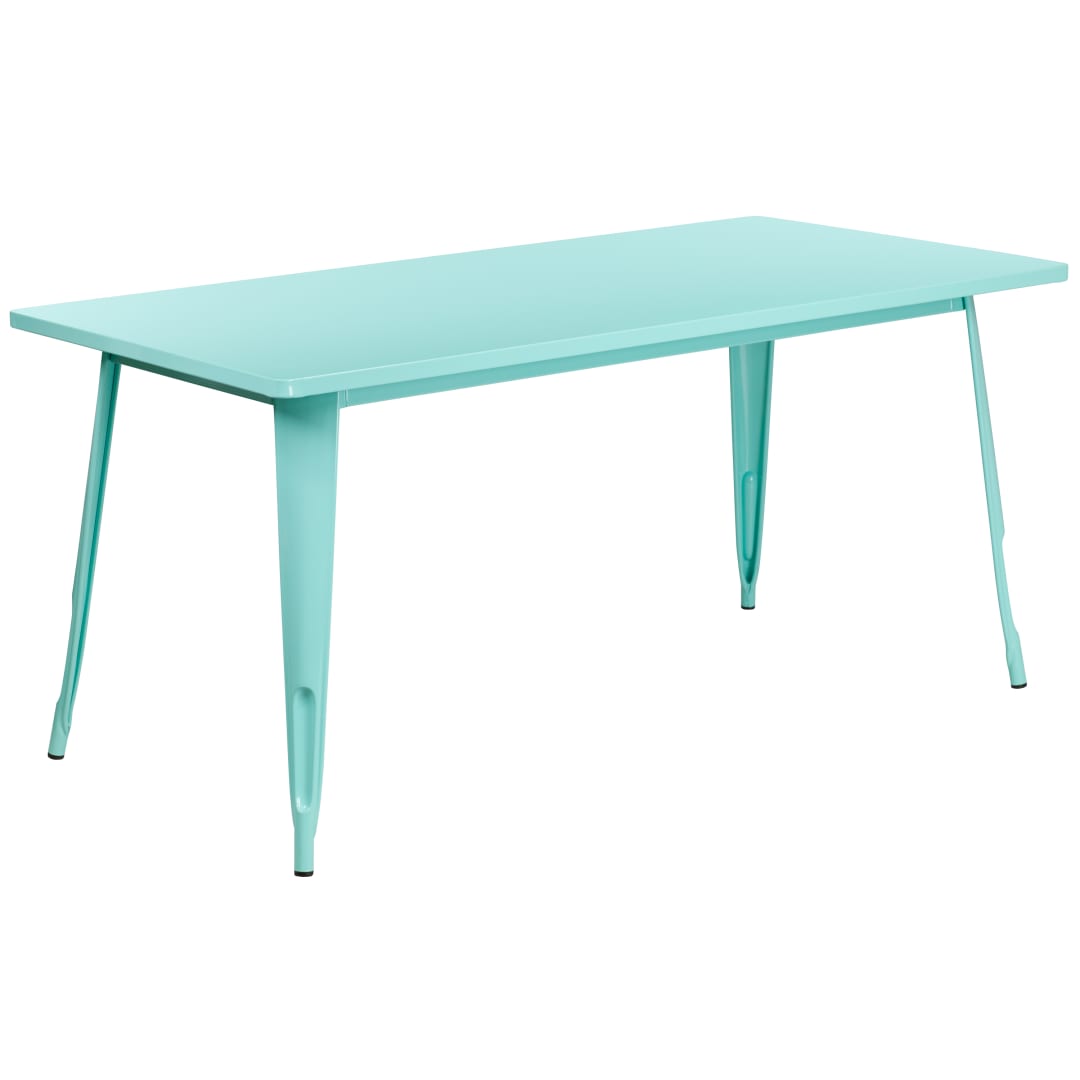 Charis Commercial Grade 31.5" x 63" Rectangular Mint Green Metal Indoor-Outdoor Table