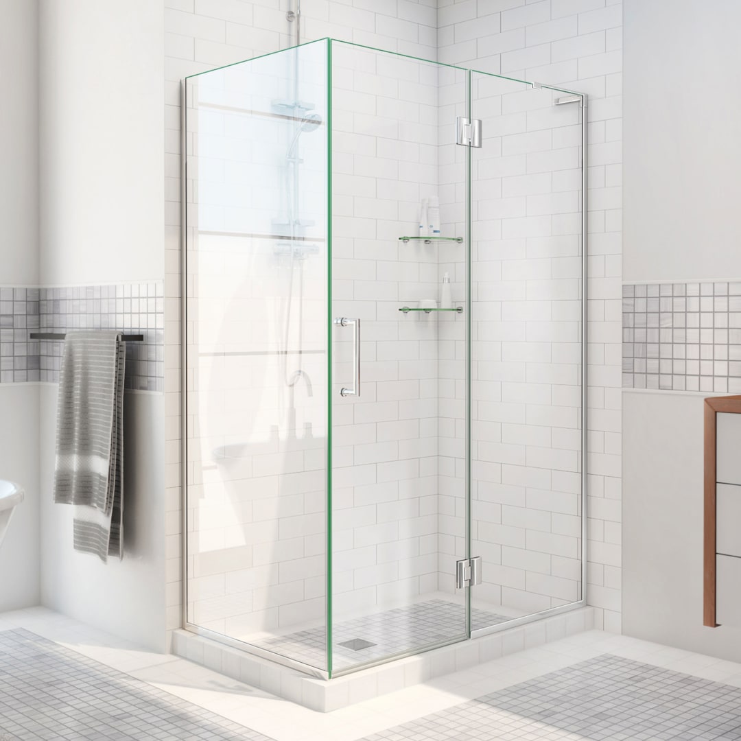 DreamLine Unidoor-X 48 3/8 inch W x 30 inch D x 72 inch H Frameless Hinged Shower Enclosure in Chrome