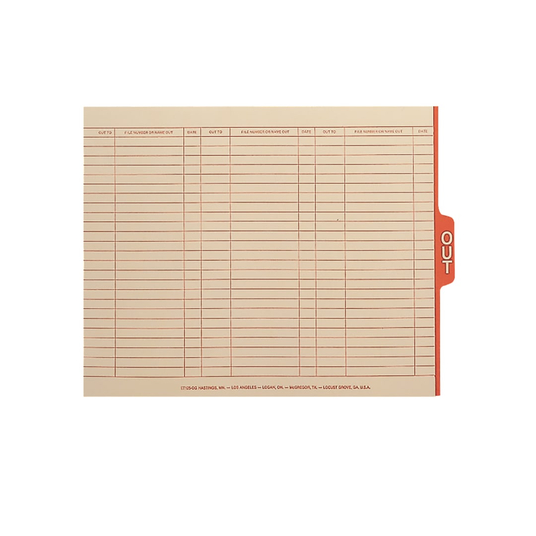 End Tab Out-Guides with Printed Form, 1/5-Cut Tab