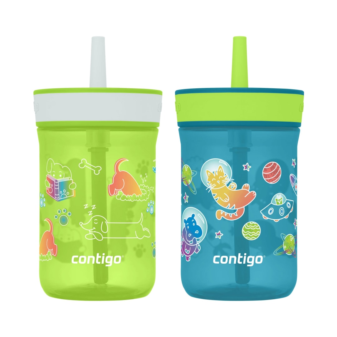 Contigo® Kids’ Leighton Straw Tumbler with Spill-Proof Lid, 14oz., 2 Pack