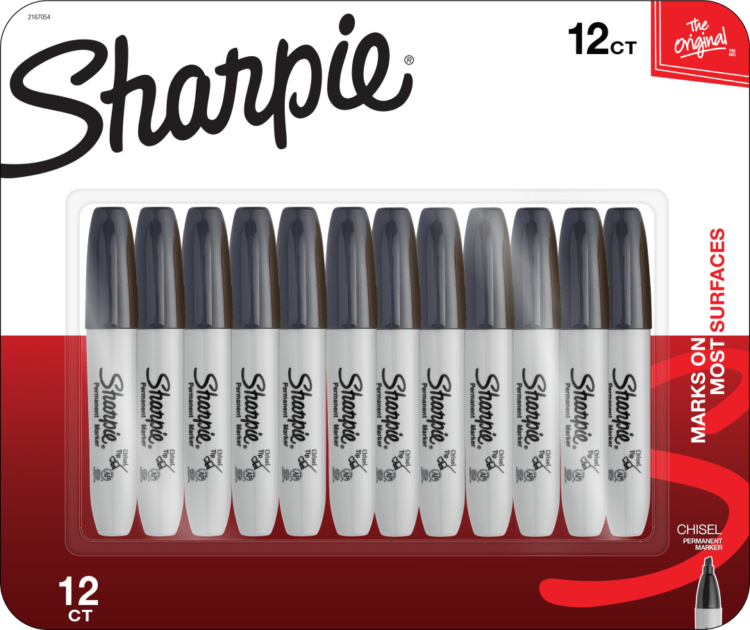 SHARPIE 12CT BLK CHISEL BLISTER