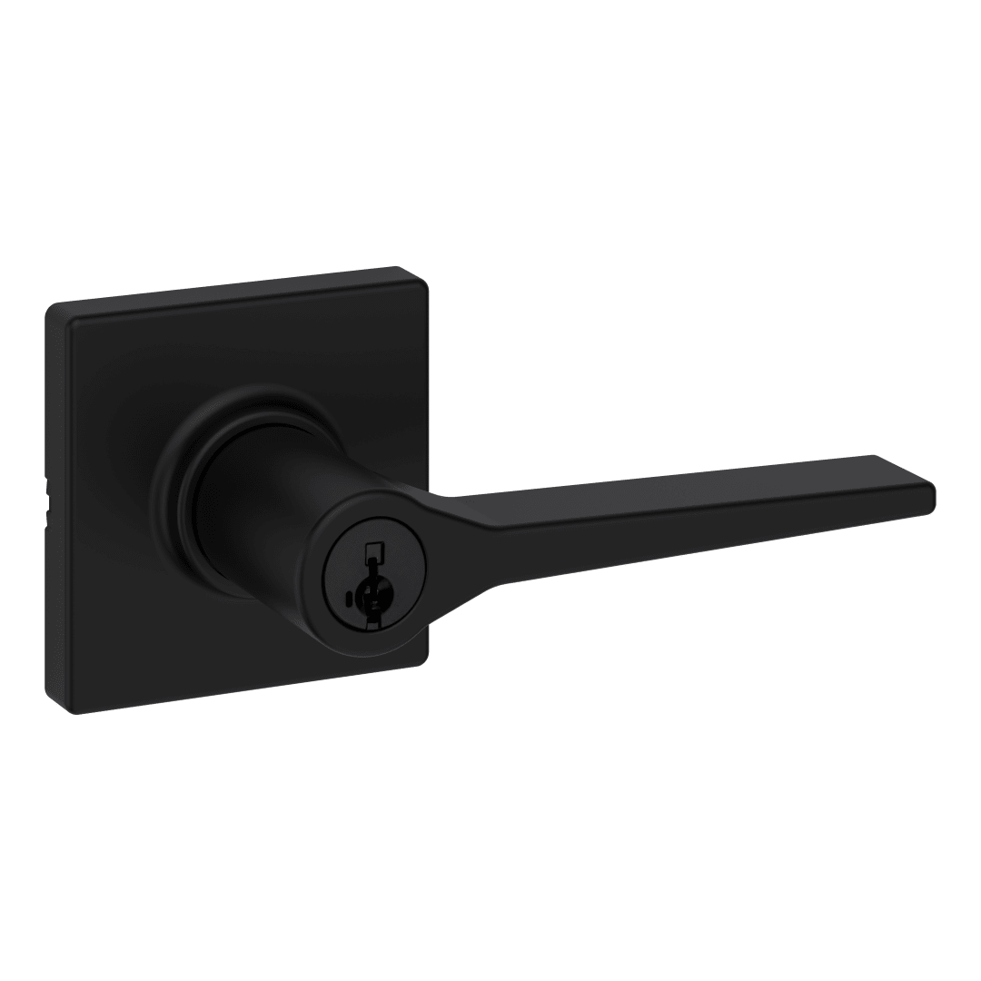 Hollis Keyed Entry Lever featuring SmartKey Security™ in Matte Black