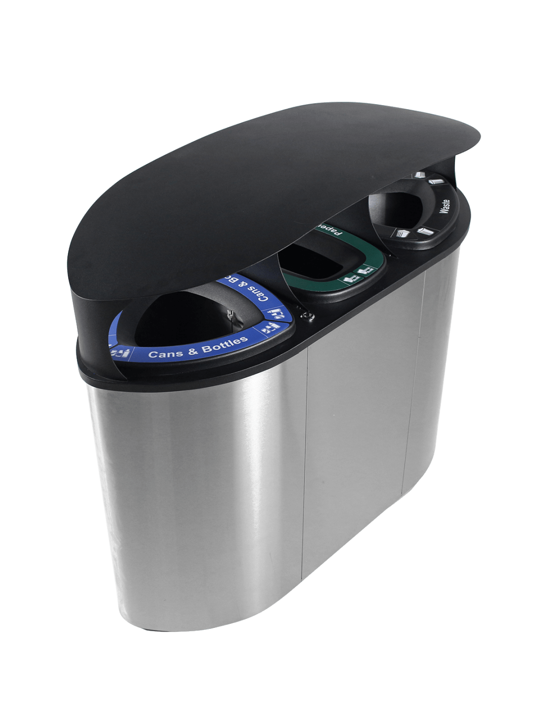  BOKA - Triple - Kit - Canopy - Cans & Bottles-Paper-Waste - Full - Stainless Steel