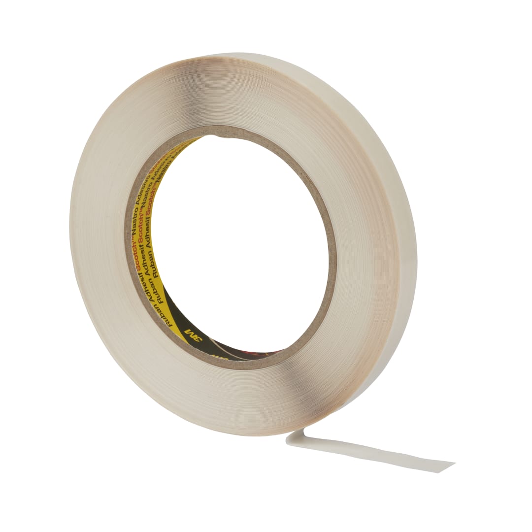 3M™ Fingerlift Double Coated Tape 983, Off-White, 12 mm x 500 m, 0.1 mm, Fingerlift, Wider liner