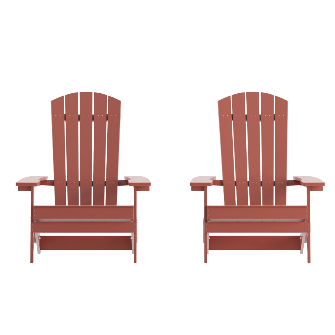 Charlestown Folding Adirondack Chair - Red - Poly Resin - Indoor/Outdoor - Weather Resistant - Set of 2