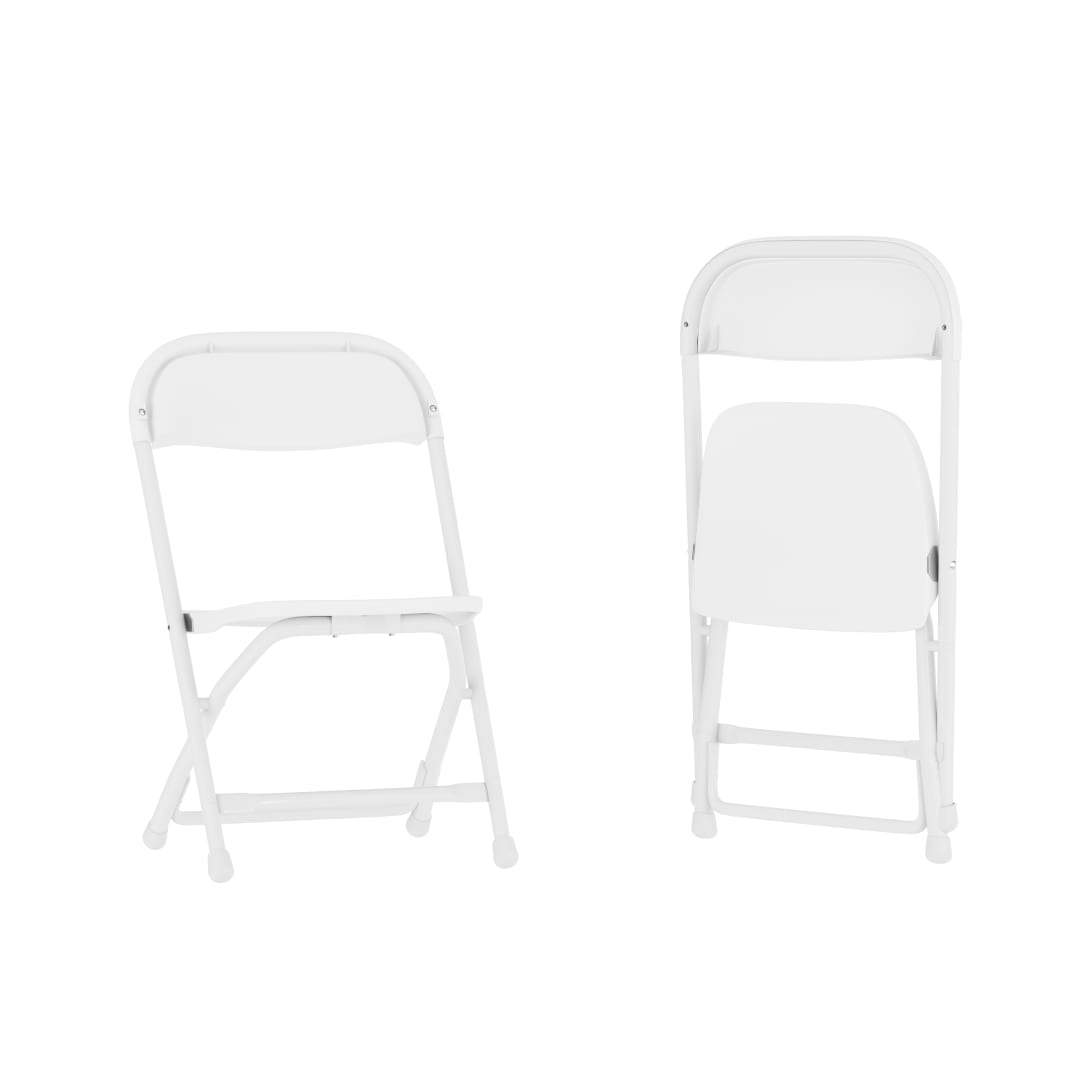 Timmy 2 Pack Kids White Plastic Folding Chairs with 11" Seat Height, Ages 2-4