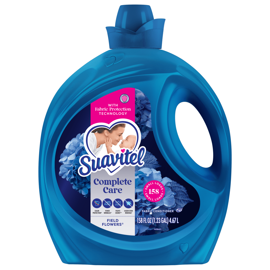 Suavitel Complete Liquid Fabric Softener, Fabric Conditioner, HE Compatible, 158 Small Loads, Field Flowers Scent, 158 fl oz Bottle