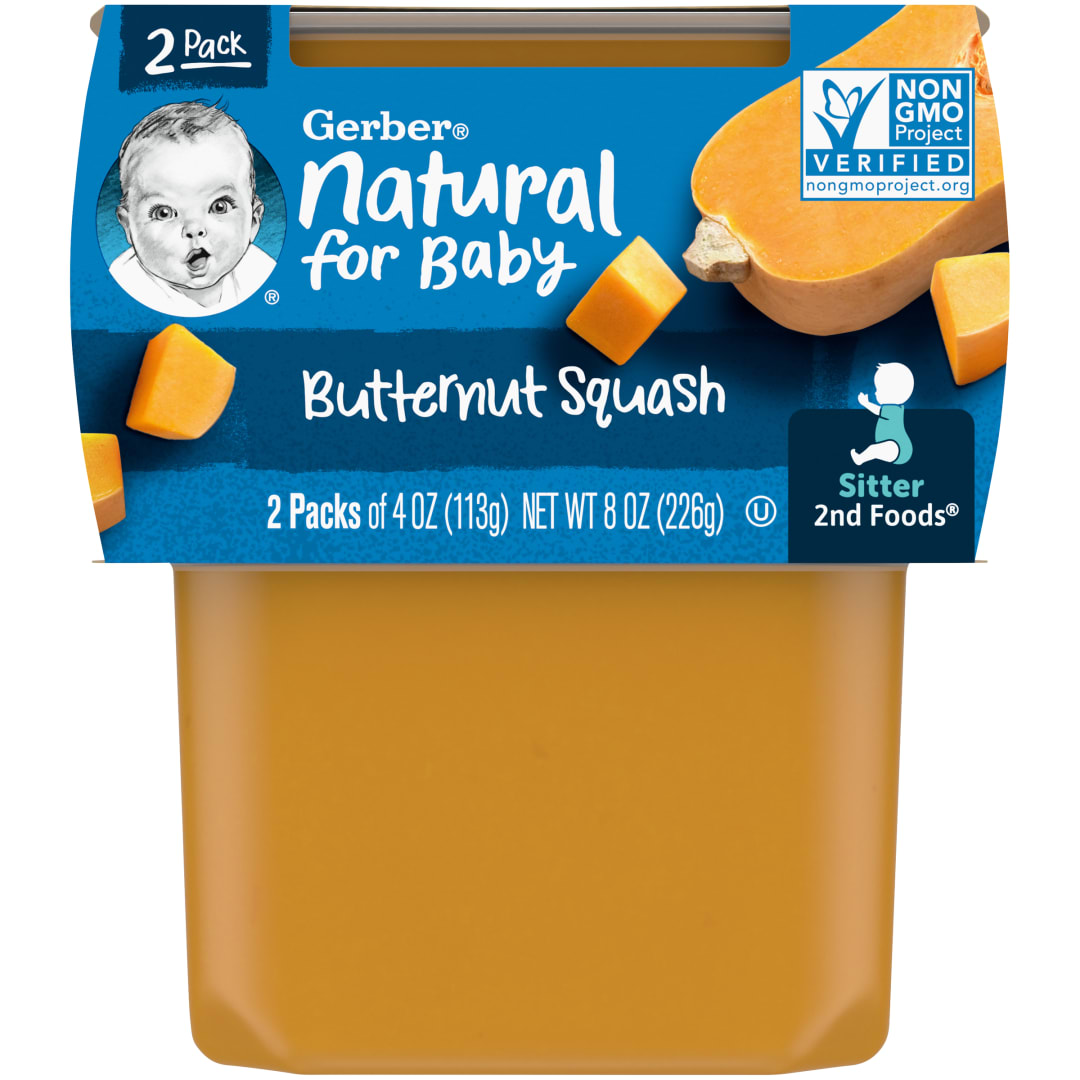 Gerber Stage 2 Baby Food, Butternut Squash Puree Tubs, Baby Puree 16PK