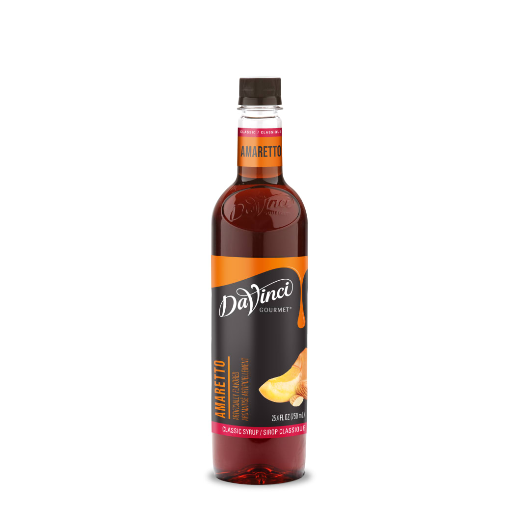 DaVinci Gourmet Amaretto Syrup, Plastic Bottle, 4 x 750 mL