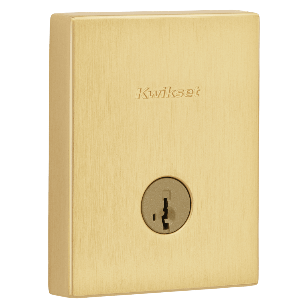 San Clemente Single Cylinder Deadbolt in Satin Brass featuring SmartKey Security