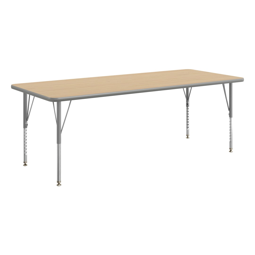 Wren 72" x 30" Adjustable Height Activity Table, Thermal Laminate Top, Short Legs, Light Natural
