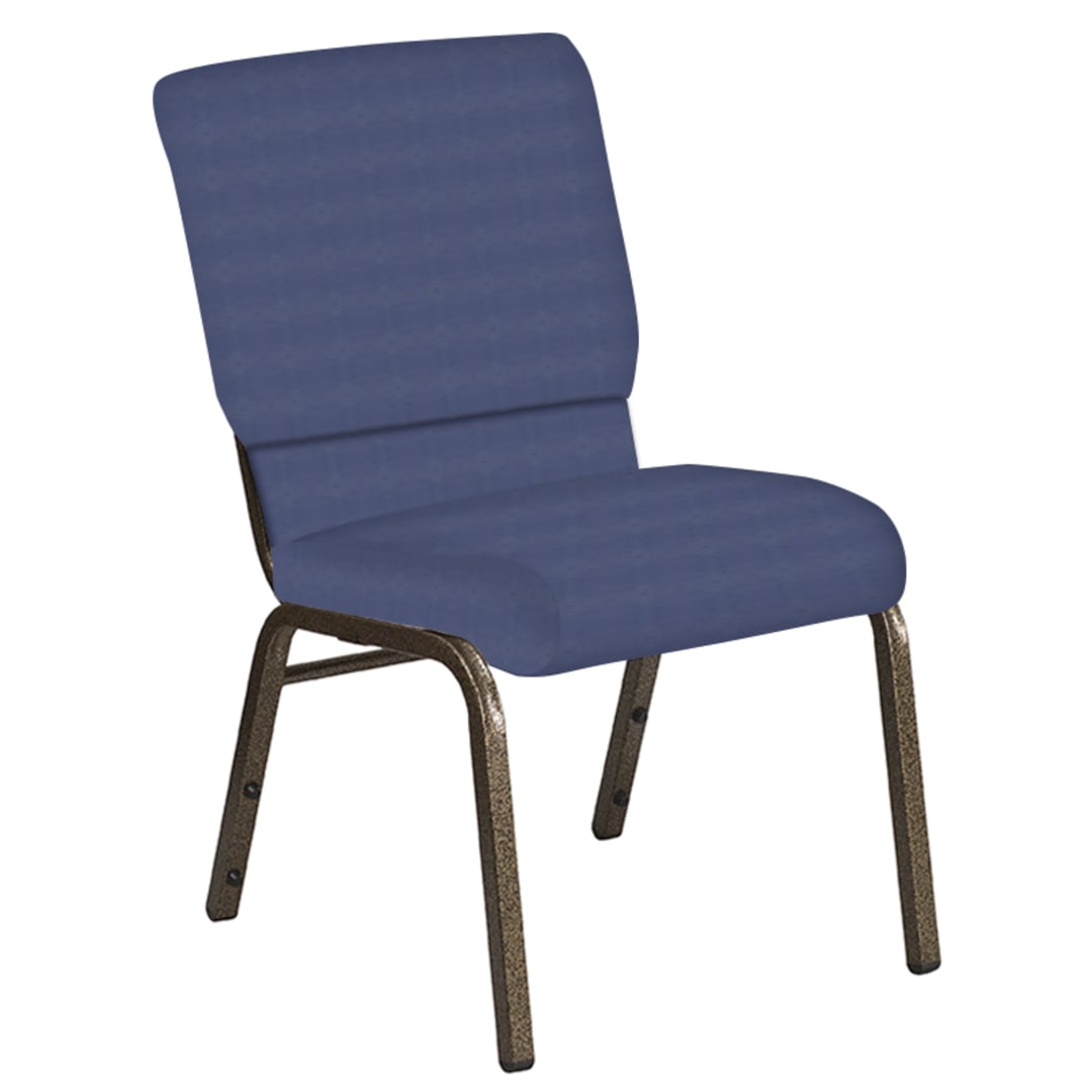 18.5''W Church Chair in Illusion Indigo Fabric - Gold Vein Frame