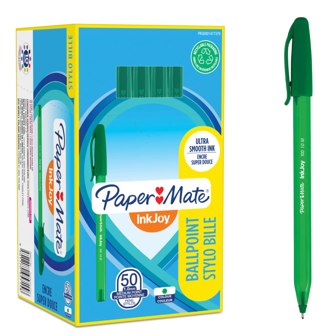 Paper Mate® InkJoy® 100ST Ballpoint Pens | Medium Point (1.0 mm) | Green | 50 Count