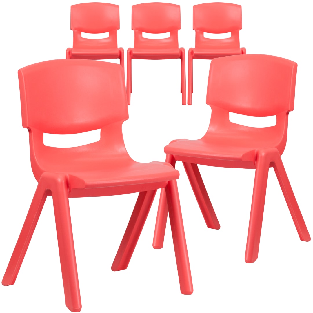 Whitney 5 Pack Red Plastic Stackable School Chair with 15.5'' Seat Height