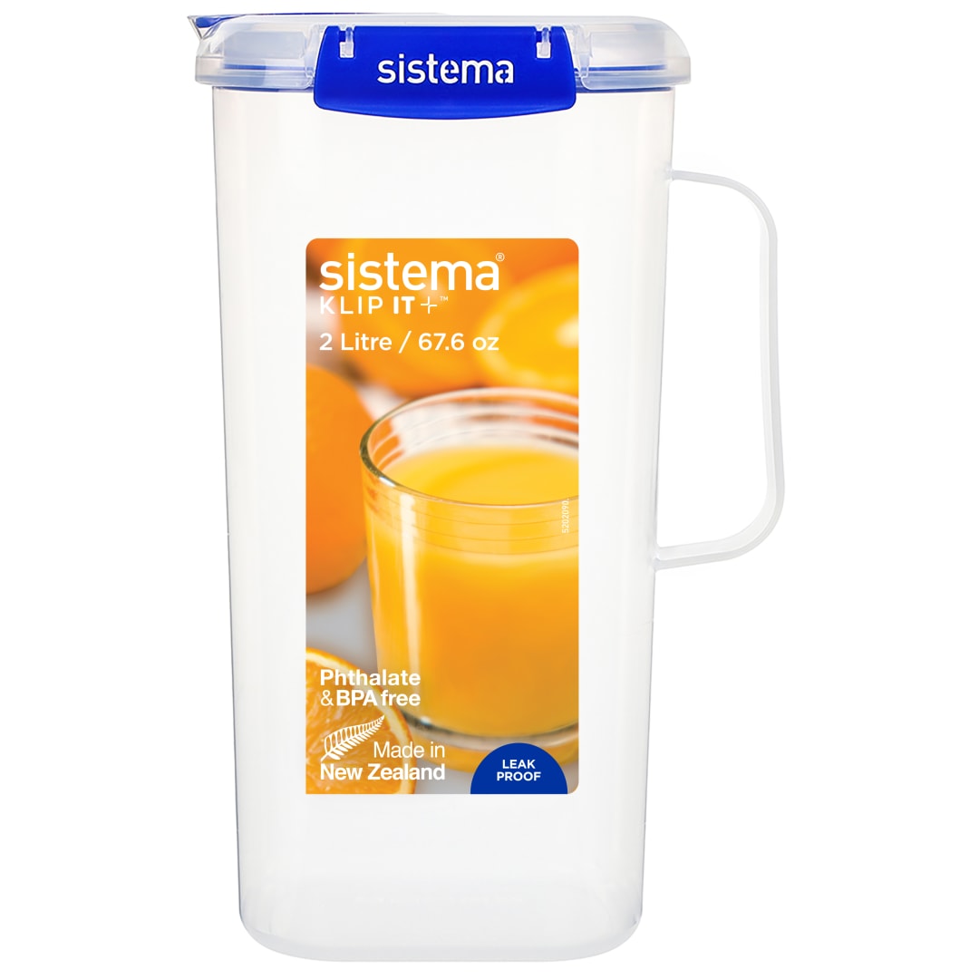 Sistema KLIP IT PLUS jarra para zumos | Jarra de plástico de 2 litros a prueba de fugas para aguazumo y mucho más | Sin BPA