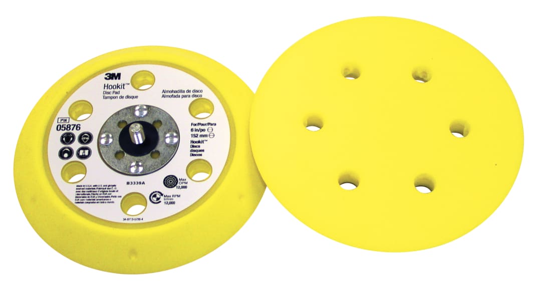 3M™ Hookit™ D/F Disc Pad 05876, 6 in x 3/4 in x 3/4 in CH 5/16-24 External 6 Holes