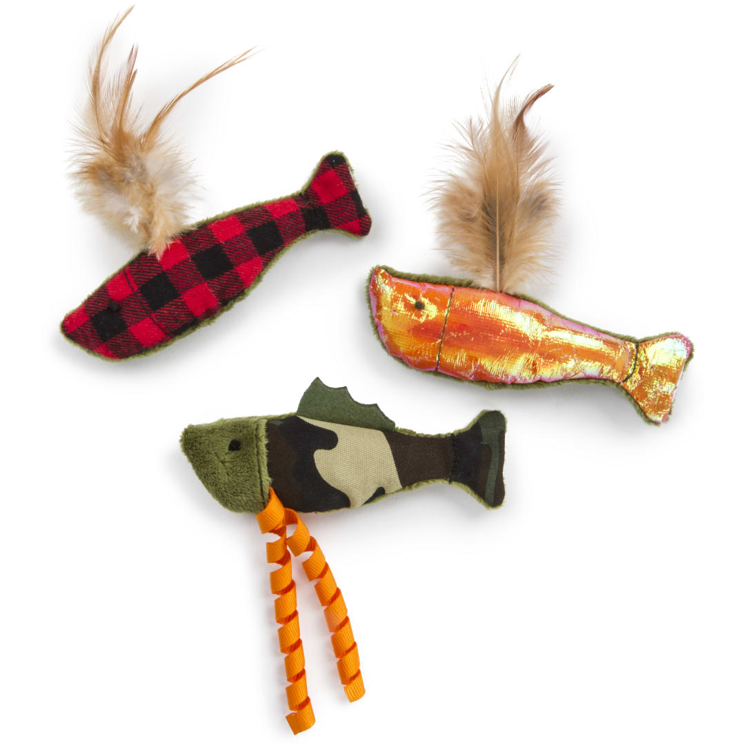 SmartyKat Fish Friends (Set of 3) Plush Crinkle Catnip and Feather Cat Toys