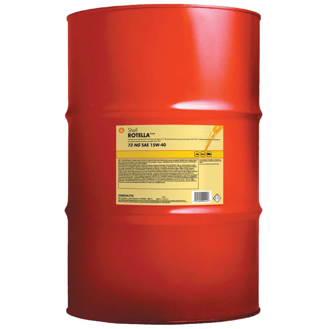 Shell Rotella NG 15W-40 Engine Oil for CNG and LNG Engines, 55 Gallon Drum