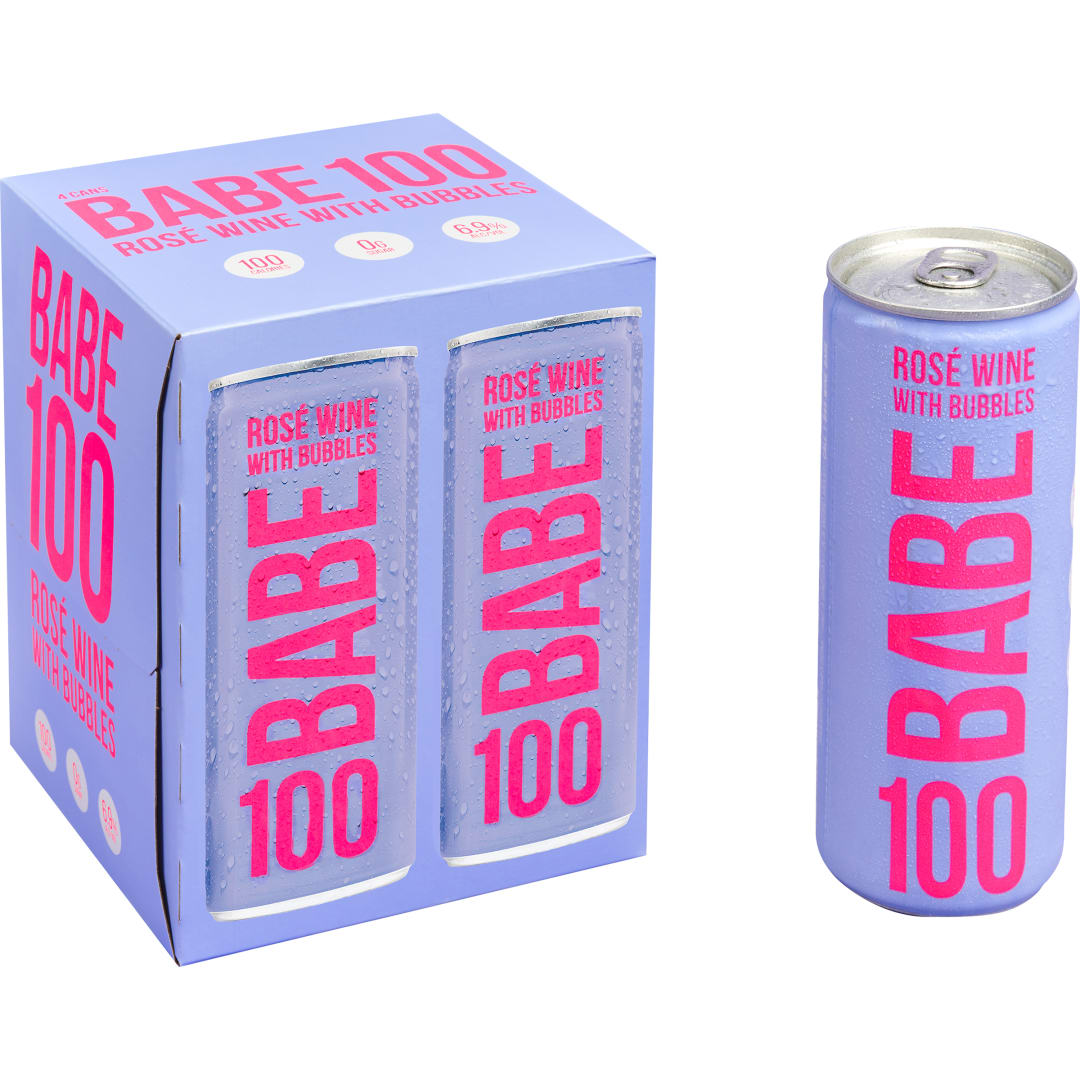 BABE 100 Rosé with Bubbles Wine - 4pk/250ml Cans