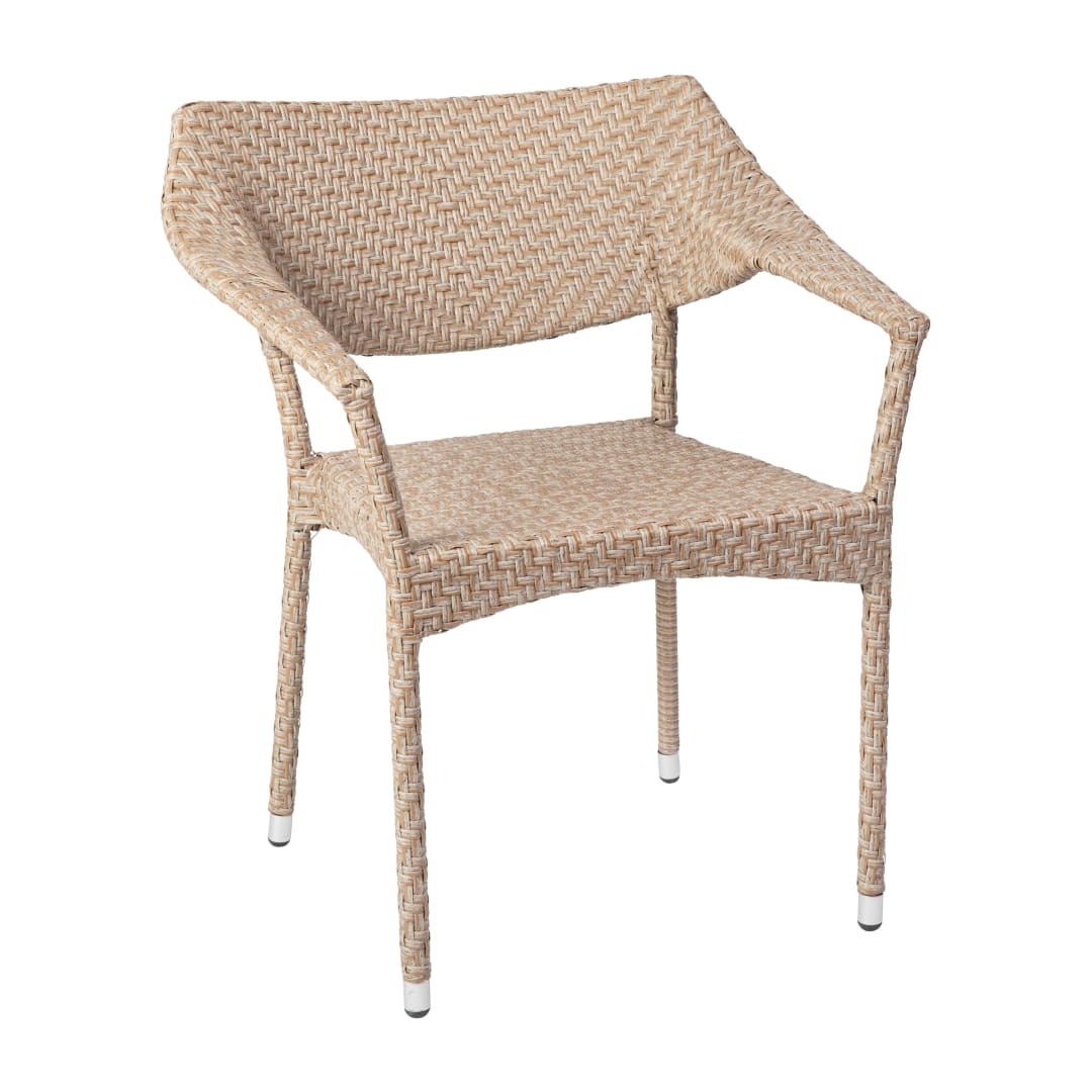Jace Commercial Grade Stacking Patio Chair, All Weather PE Rattan Wicker Patio Dining Chair in Natural