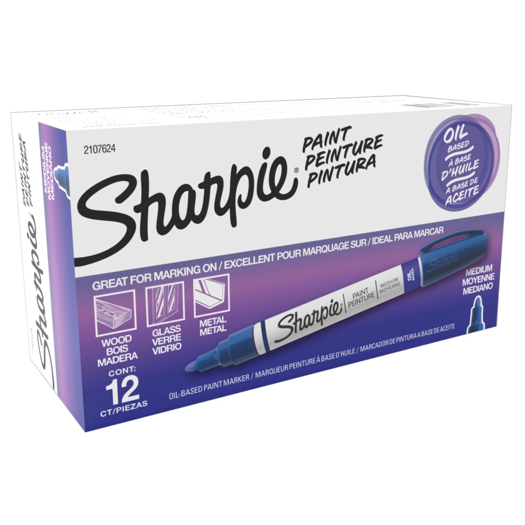 Sharpie® Oil-Based Paint Marker, Medium Point, Blue, 12 Count
