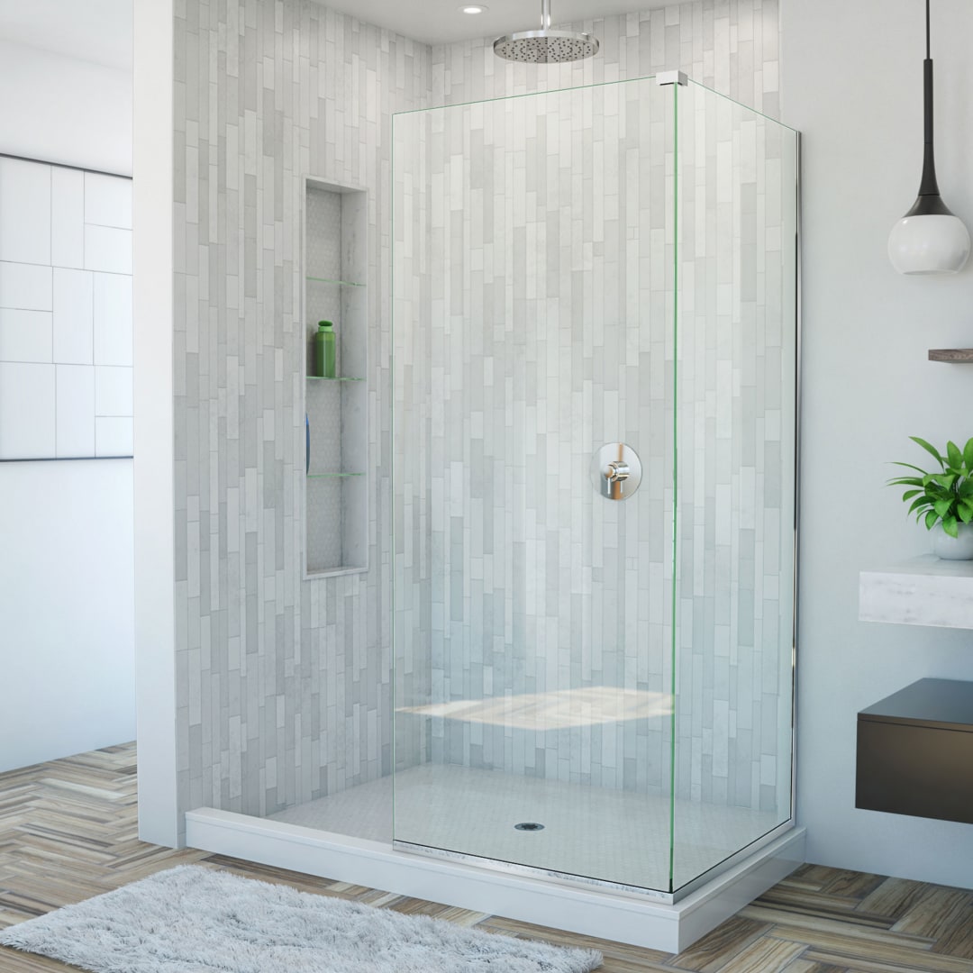 DreamLine Linea Two 34 inch W x 72 inch H Adjacent Frameless Fixed Shower Screens in Chrome
