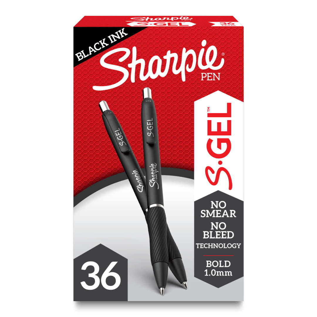 Sharpie® S-Gel, Gel Pens, Bold Point (1.0mm), Black Ink Gel Pen, 36 Count