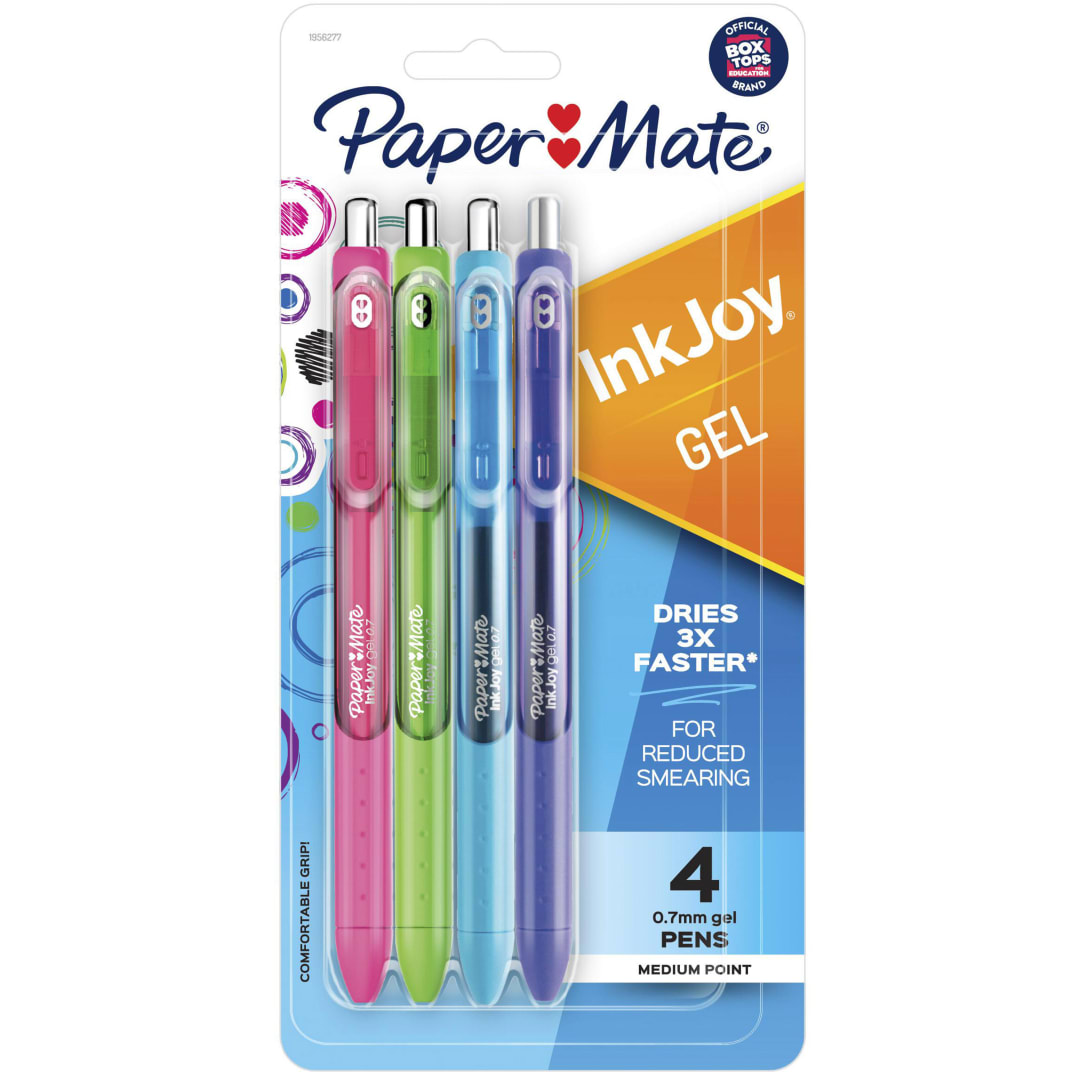 Paper Mate® InkJoy® Pens, Gel Pens, Medium Point (0.7mm), Assorted, 4 Count