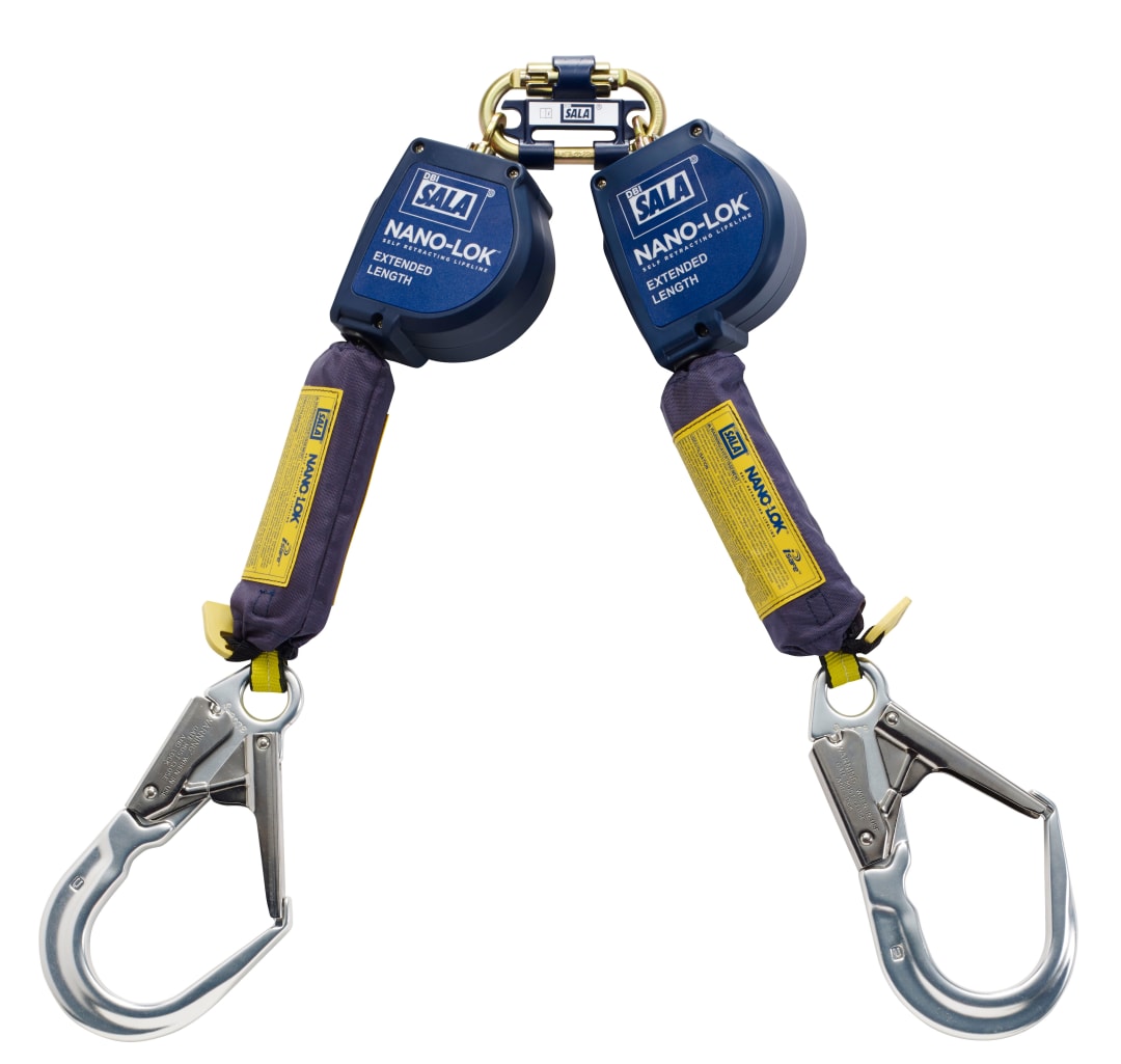 3M™ DBI-SALA® Nano-Lok™ Self-Retracting Lifeline, XL Extended Length, Twin Leg, Quick Connector, Web, Twin Leg, 2.8m, 3101637