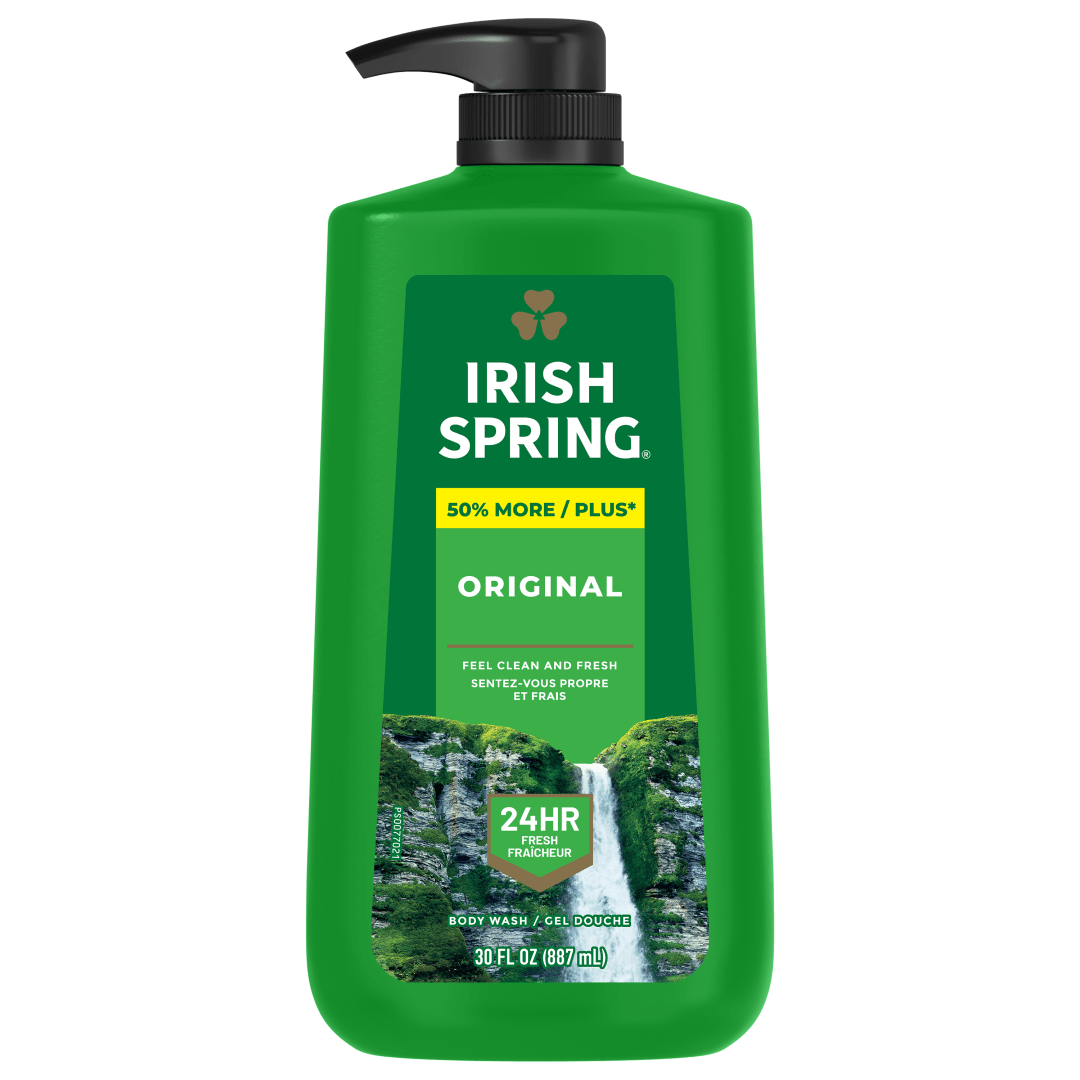 Irish Spring Original Moisturizing Body Wash for Men, 24-Hour Fresh, Face and Body Wash, Men’s Body Wash, Biodegradable Ingredients, Paraben Free, Cool Fresh Scent, 30 fl oz Pump Bottle
