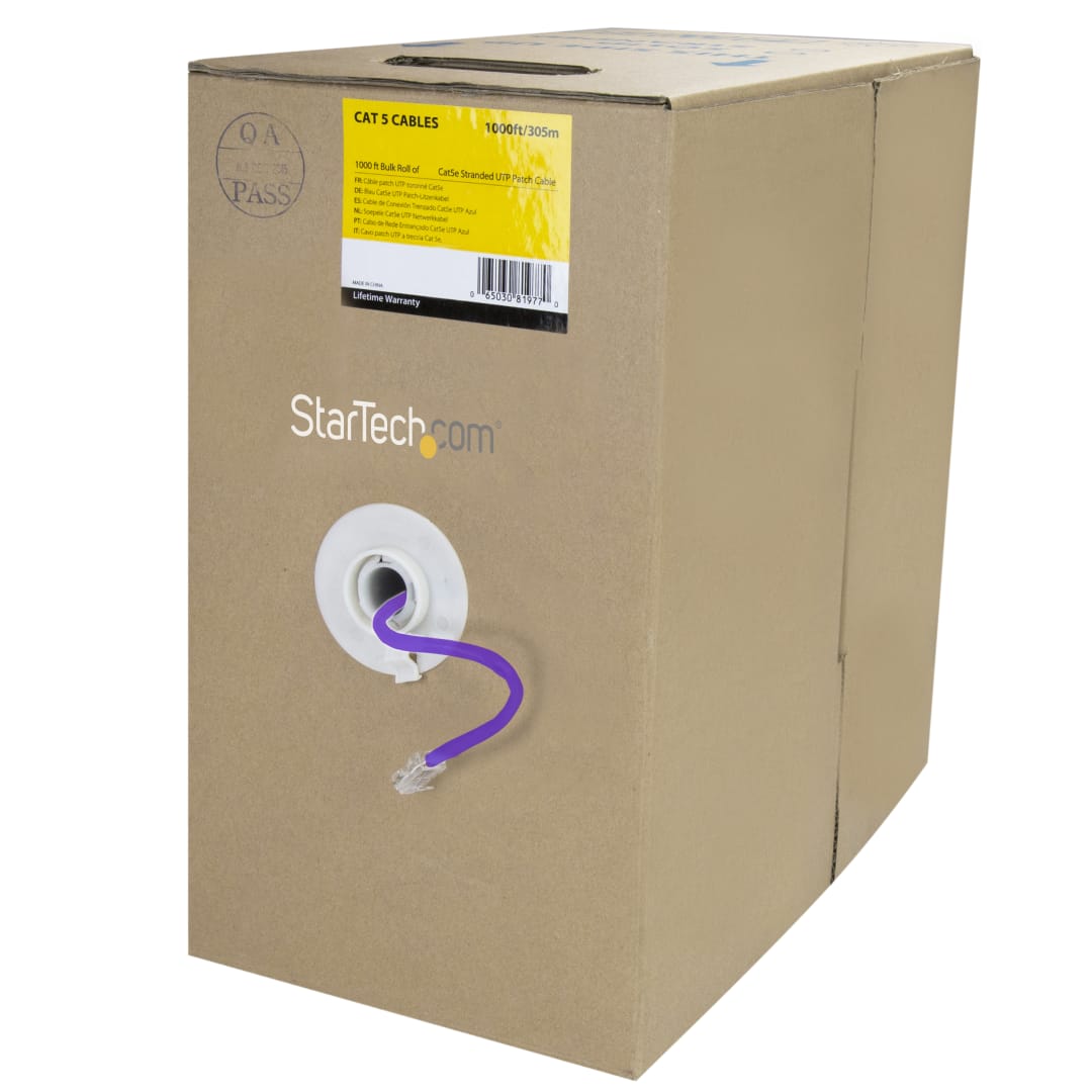 Cat 5e Bulk Purple Stranded Patch Cable - 1000ft