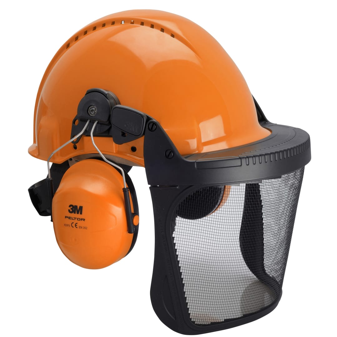 3M™ Ormancılık Kombinasyonu, G3000 Turuncu Güvenlik Bareti, H31 Manşonlu Kulaklıklar, FH1 Tutucu ve 5J Mesh Yüz Siperi, G3000NOR31FH15J931