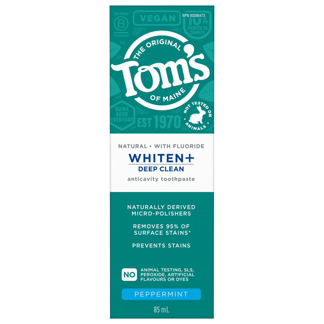 Tom’s of Maine Whiten Plus Deep Clean Whitening Toothpaste, Peppermint, 4.0 oz