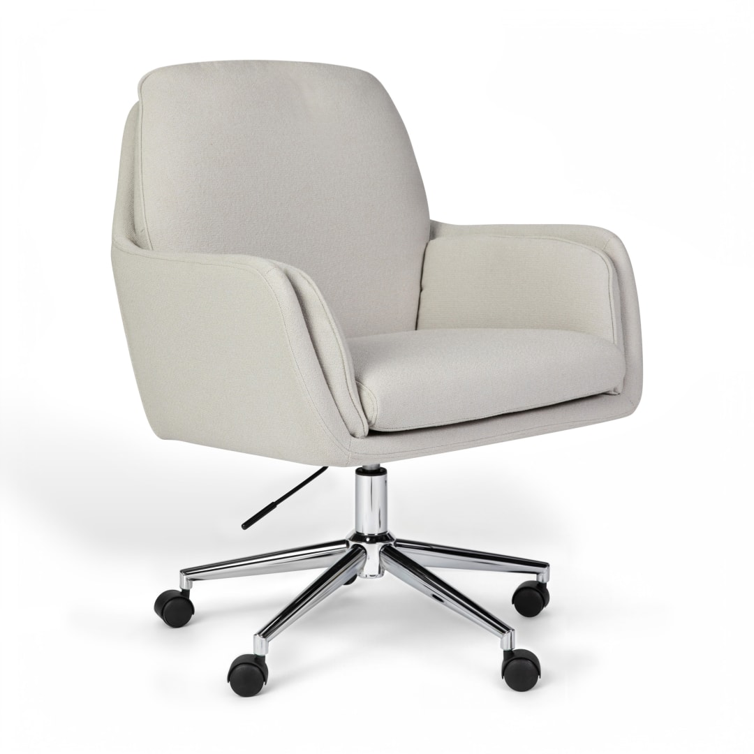 Clara Upholstered Office Chair in Bedford Gray/Polished Nickel