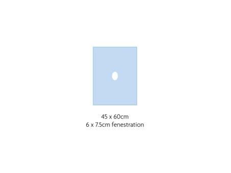 SureSafe Non-Adhesive Oval Fenestrated Drape, Blue, 45 x 60cm with 6 x 7.5cm hole, Sterile