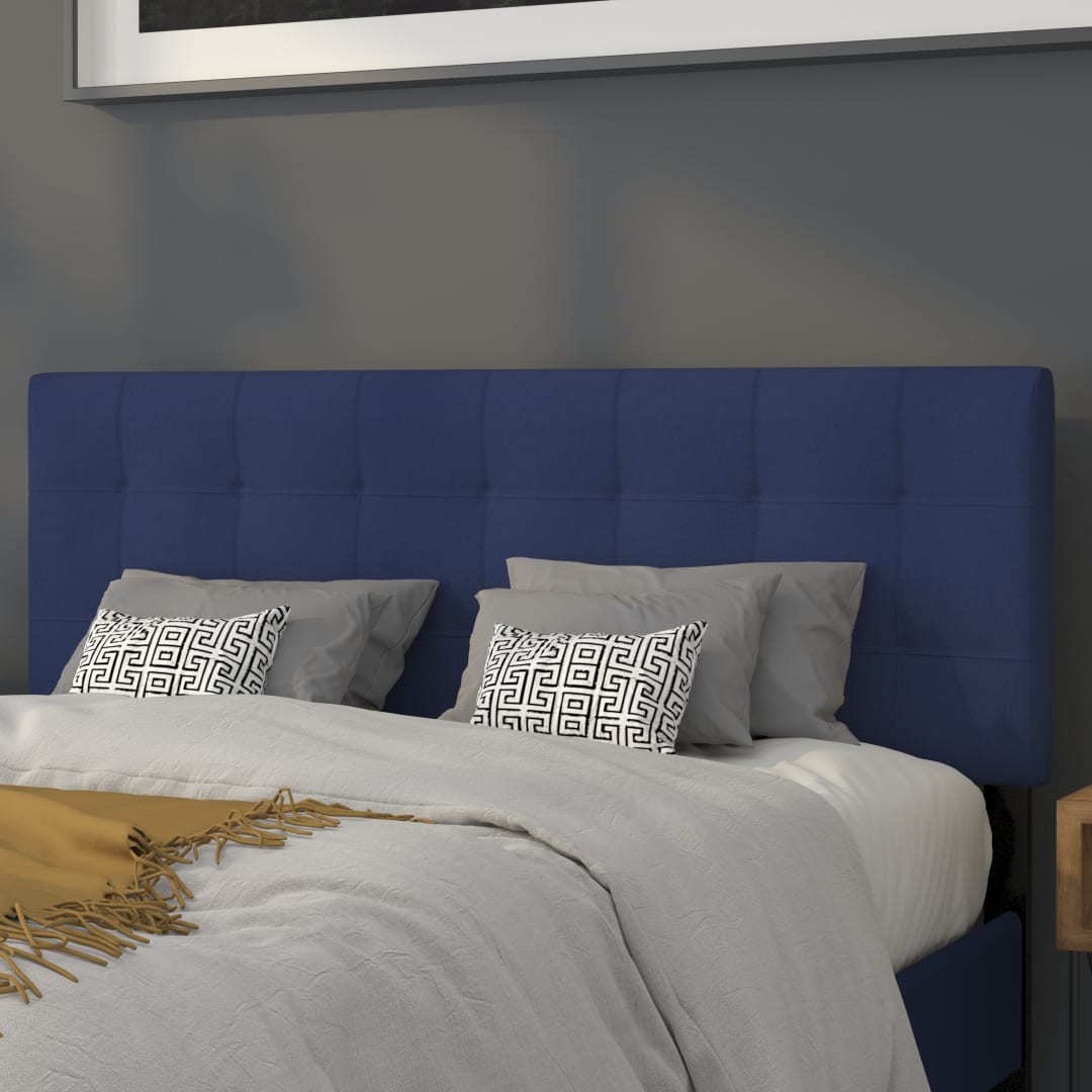 Bedford Tufted Upholstered Queen Size Headboard in Navy Fabric