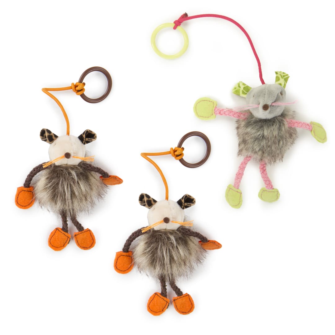 SmartyKat Bouncy Mouse (Set of 3) Plush Dangler Catnip Cat Toy