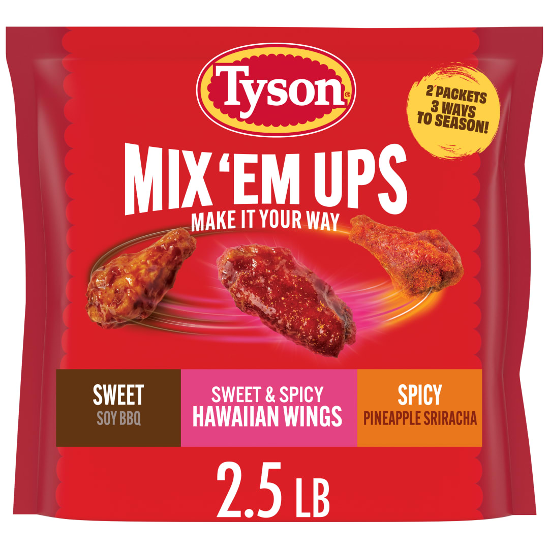 
Tyson Mix 'Em Ups Chicken Wings, Sweet & Spicy Hawaiian Style, Fully Cooked, Frozen, 2.5 lb