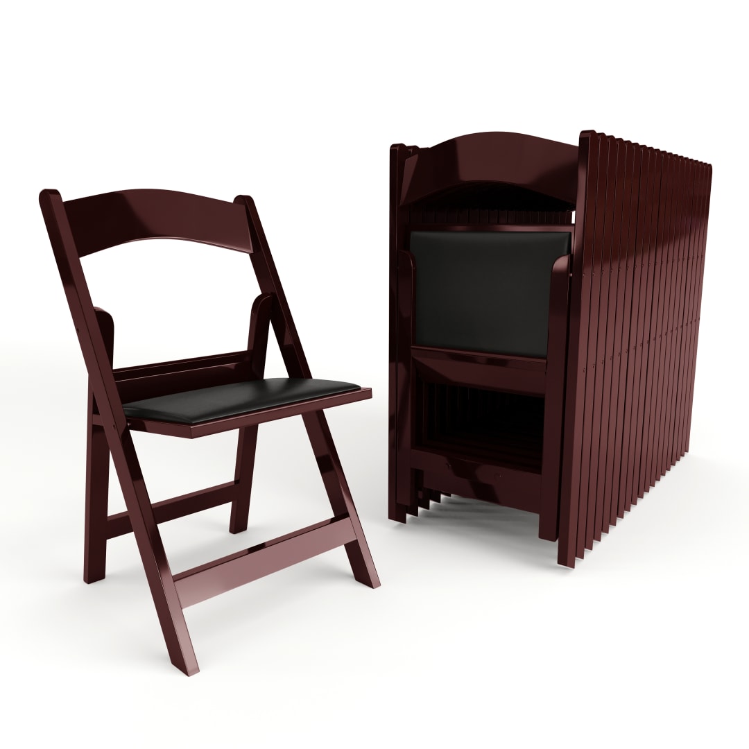 Hercules Folding Chair - Red Mahogany Resin - 20 Pack 800LB Weight Capacity Comfortable Event Chair - Light Weight Folding Chair