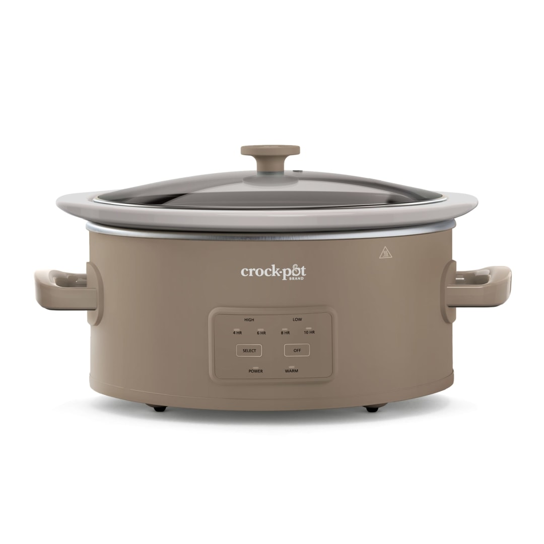 Crock-Pot 6 Quart Programmable Slow Cooker with Digital Display and Auto Warm, Programmable Slow Cooker with Timer, Dishwasher Safe Stoneware Pot, Chai Cream