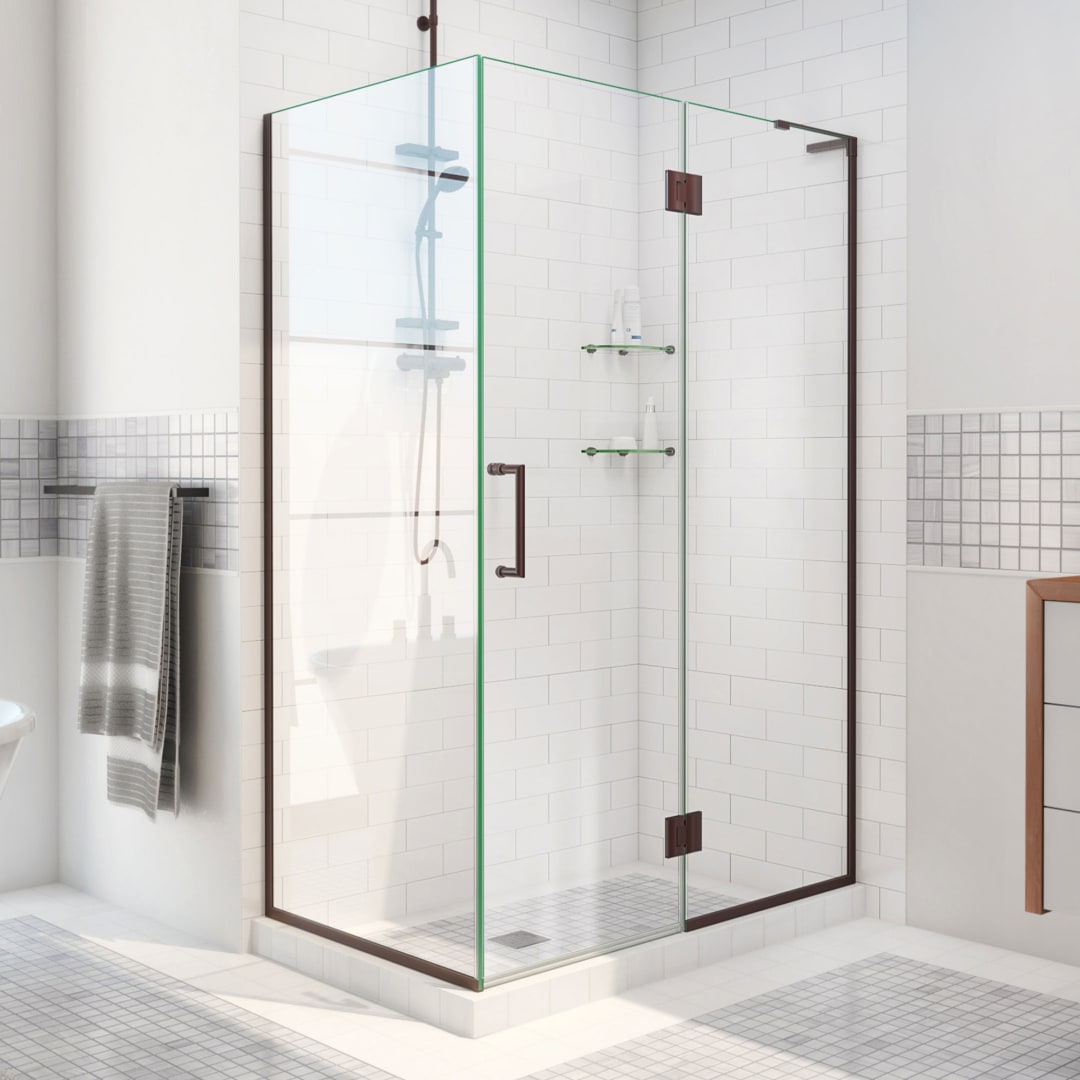 DreamLine Unidoor-X 47 3/8 inch W x 34 inch D x 72 inch H Frameless Hinged Shower Kit in Oil Rubbed Bronze