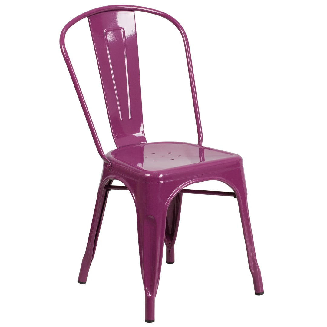 Tenley Commercial Grade Purple Metal Indoor-Outdoor Stackable Chair