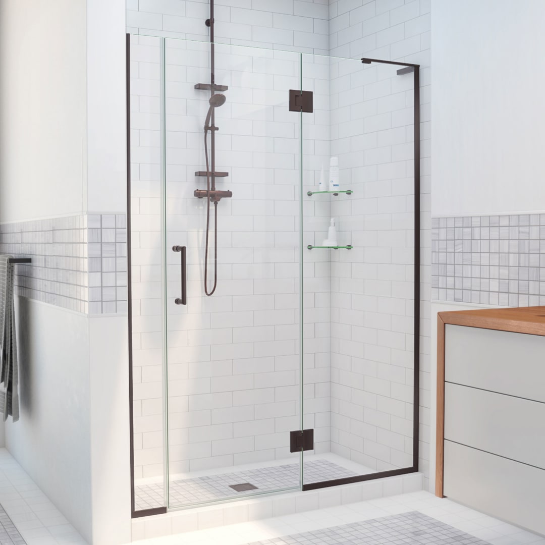 DreamLine Unidoor-X 58 - 58 1/2 inch W x 72 inch H Frameless Hinged Shower Door in Oil Rubbed Bronze - Right Wall Installation
