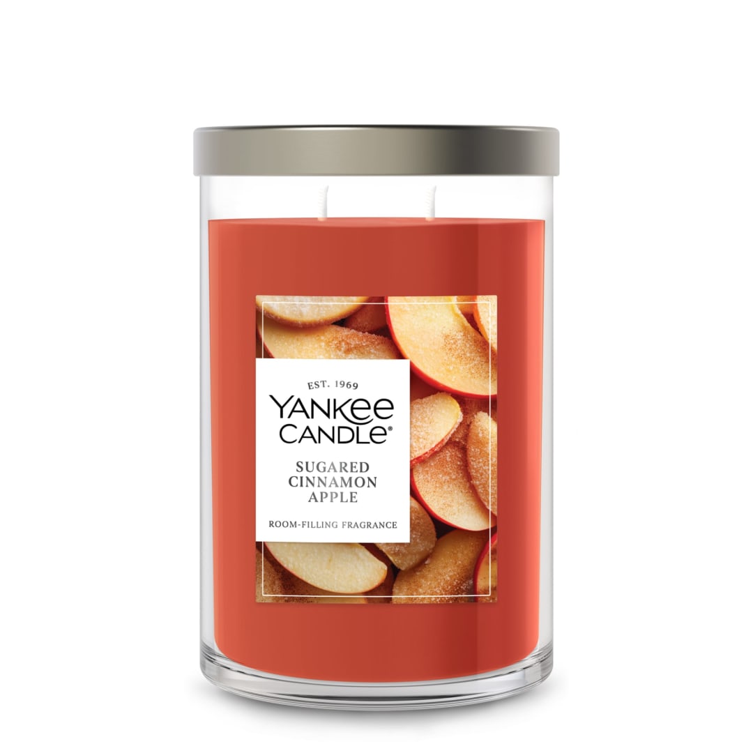 Yankee Candle Large Tumbler Scented Candle with up to 80 Hour Burn Time, Premium Plant Wax Blend for Consistent Burn, 20 oz Tumbler Candle with Room Filling Fragrance, Sugared Cinnamon Apple