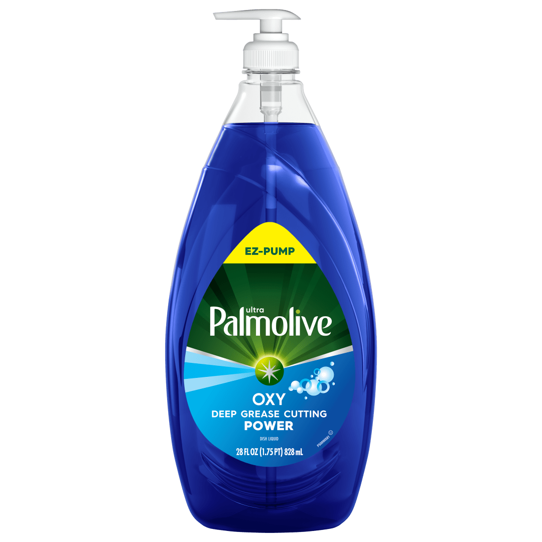 Palmolive Ultra Oxy Liquid Dish Soap, Deep Grease Cutting, No Soaking Needed, Powerful on Plastics, Dishwashing Liquid, 28 fl oz EZ-Pump Bottle