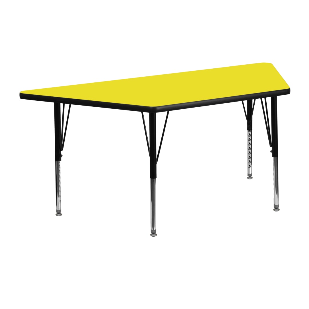 Wren 22.5''W x 45''L Trapezoid Yellow HP Laminate Activity Table - Height Adjustable Short Legs